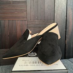 Brand New And Never Worn! - Recommended For Sizes 9-10 Women’s - Comfy Mules - Brand: Queen George - Size: Women 10 Casual Black Office Mules, Casual Black Mules For Office, Casual Black Pointed Toe Mules, Black Suede Closed Toe Mules, Black Suede Mules With Block Heel, Black Mules For Party, Medium Width, Black Mules With Cushioned Footbed, Medium Width, Steve Madden Mules, Black Mules With 4-inch Heel