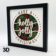 a christmas card with the words have a holly jolly christmas in gold and red on it