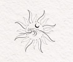 the sun and moon are drawn in black ink on white paper with watermarks