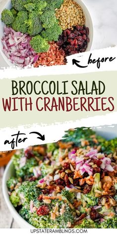 Broccoli salad with cranberries Bodacious Broccoli Salad, Joans Broccoli Salad, Broccoli Salad Cranberries, Broccoli Salad With Red Wine Vinegar, Salad With Craisins Recipes, Brocoli Salad Recipes, Cranberry Broccoli Salad, Broccoli Cranberry Salad Recipes, Broccoli Ideas