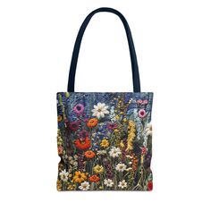 Wildflowers Tote Bag Gift for Nature Lover Reusable Tote Faux Embroidery Flowers Gift for Friend Aesthetic Bag - Etsy