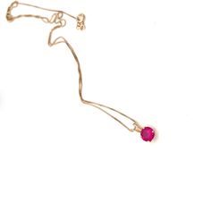 This 14k gold ruby pendant would be a beautiful addition to your stackable necklaces, or worn on it’s own. The pendant is made of 14k solid yellow gold with the 14k stamp in the back. The stone is Cubic Zirconia stone.The pendant comes with the necklace or without.DETAILS:Size: 8x5mmMaterial: 14k goldStones: Ruby Cubic Zirconia Stone NECKLACE:14k yellow gold chain necklace: 16inchesMATERIALS AND FINISHINGS:All K by Krystyna jewels is made using only high-quality materials such as 14k yellow gold Ruby Necklace With Prong Setting As Gift, Yellow Gold Ruby Necklace With Prong Setting, Classic Ruby Round Pendant Jewelry, Classic Round Ruby Pendant Jewelry, Fine Jewelry Ruby Round Pendant, Fine Ruby Round Pendant Jewelry, Ruby Round Pendant Necklace, Red 14k Gold Pendant Necklaces, 14k Gold Pendant Solitaire Necklace With Gemstone