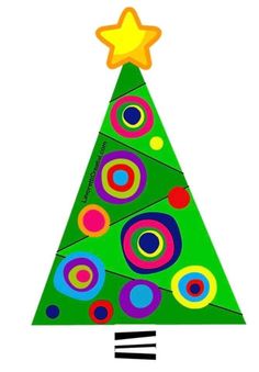 a christmas tree with circles and a star on top