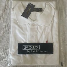 Brand New Unworn White Polo Shirt With Red Polo Symbol On The Front Size Medium In Men White Long Sleeve Polo Shirt For Summer, White Long Sleeve Summer Polo Shirt, Fitted Long Sleeve White Polo Shirt, White Fitted Long-sleeve Polo Shirt, Red Polo, White Polo Shirt, White Polo, Lauren White, Branded Shirts