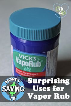 Surprising uses for vapor rub. My favorite is the headache trick. Uses For Vapor Rub, Vicks Vapor Rub, Dry Heels, Vicks Vaporub Uses, Uses For Vicks, Wax Melter, Vicks Vaporub