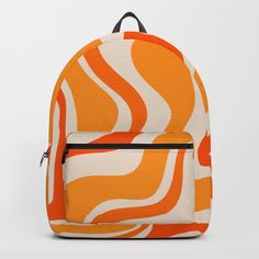 Designing our premium Backpacks is a meticulous process, as Artists have to lay out their artwork on each component. One size fits all men and women, with heavy-duty construction that's able to handle the heavy lifting for all your school and travel needs.       - Standard unisex size: 17.75" (H) x 12.25" (W) x 5.75" (D)    - Crafted with durable spun poly fabric for high print quality    - Interior pocket fits up to 15" laptop    - Padded nylon back and bottom    - Adjustable shoulder straps Beige Backpack, Beige Backpacks, 70s Orange, Mustard Orange, Retro Liquid Swirl, Liquid Swirl, D Craft, Heavy Lifting, Designer Backpacks