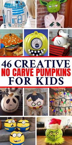 creative pumpkins for kids to make with their own faces and eyes are the perfect halloween decoration