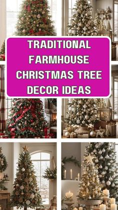 Woodsy Themed Christmas Tree, Simple Rustic Christmas Tree Decorations, Southern Rustic Christmas Tree, Classy Farmhouse Christmas Decor, Traditional Rustic Christmas Tree, 2023 Christmas Trees Trends, Farmhouse Themed Christmas Tree, Christmas Tree Farmhouse Decor, Southern Christmas Trees