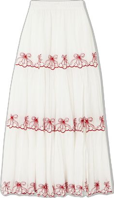 White Maxi Skirt For Brunch, White Embroidered Maxi Skirt For Spring, Elegant White Skirt With Embroidered Hem, Chic White Skirt With Floral Embroidery, Summer Long Skirt With Embroidered Hem, Chic White Embroidered Skirt, Summer Floral Embroidered Long Maxi Skirt, White Embroidered Skirt For Vacation, Summer Floral Embroidered Flowy Maxi Skirt