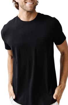 Soft, breathable and all-day comfortable, this stretchy crewneck T-shirt wicks away sweat and makes a great go-to whether you're active or relaxing. Crewneck Short sleeves Moisture-wicking fabric engineered for dryness and comfort 70% viscose, 26% acrylic, 4% spandex Machine wash, tumble dry Imported Black Athleisure T-shirt For Loungewear, Casual Go-dry Crew Neck T-shirt, Casual Crew Neck T-shirt With Go-dry Technology, Black Crew Neck Activewear For Everyday, Stretch Moisture-wicking T-shirt For Loungewear, Solid Cotton Crew Neck Activewear, Solid Crew Neck Activewear For Everyday, Black Moisture-wicking Top For Loungewear, Solid Color Everyday Activewear With Crew Neck