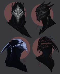 four different types of demon heads