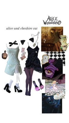 alice and the wonderland tea party collage with images from alice's dress up book