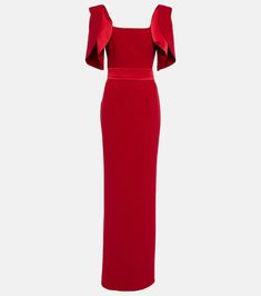 Elmira Crepe Midi Dress in Red - Emilia Wickstead | Mytheresa Join Fashion, Cape Gown, Emilia Wickstead, Strapless Gown, Cape Dress, Red Midi Dress, Womens Designer Fashion, Long Gown, Curator Style