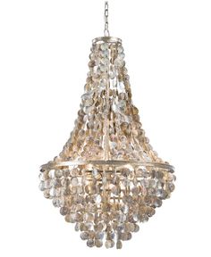 a crystal chandelier hanging from the ceiling