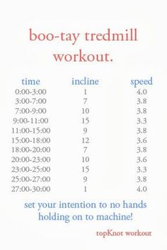 the back side of a poster with instructions on how to do a boo - tay treadmill workout