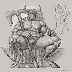 a drawing of a man sitting in a chair