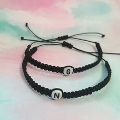 A Perfect matching bracelet! ideal gift to express your love and friendship to that special person in your life. (Black initials bracelet), You can choose different colors in the menus box. Include a (Wish card) Pinky promise bracelet. Bracelet Features: (1) 0.8mm Nylon Cord (2) Acrylic Letter Beads (3) Bracelet is adjustable MIN SIZE 5 INCHES TO 13 INCHES. if you want other size let me know. (4) Cord color options are available. Adjustable Friendship Bracelets With Letter Print, Adjustable Friendship Bracelets With Letter Print For Gift, Adjustable Letter Print Friendship Bracelets Gift, Adjustable Letter Print Friendship Bracelets As Gifts, Adjustable Letter Print Friendship Bracelet As Gift, Adjustable Name Bracelet With Letter Print For Friendship, Trendy Friendship Bracelets With Letter Print, Trendy Friendship Bracelets With Letter Print For Gift, Trendy Friendship Bracelets With Letter Print As Gift