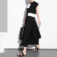 Features: Style: Casual Occasion: Daily Material: Polyester Sleeves: Short Sleeves Neckline: Round Neckline Pattern: Contrast Color Type: Casual Long Dresses Season: Summer Size Bust Length cm inch cm inch One Size 98 39 119-130 47-51 Black Shift Midi Dress For Spring, Asymmetrical Summer Maxi Dress For Work, Asymmetrical Summer Work Dress, Asymmetrical Summer Dress For Work, Summer Asymmetrical Work Dress, Black Asymmetrical Midi Dress For Spring, Black A-line Maxi Dress For Day Out, Black Casual Maxi Dress For Work, Summer Maxi Dress With Asymmetrical Hem For Work