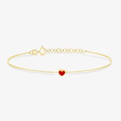 14k Solid Gold Red Heart Bracelet - 14k Gold Heart Bracelet - Love Heart Charm - Fine Jewelry - Birthday Gift for Her - Christmas Gift Show your love with this classic and elegant 14k solid gold heart / love bracelet. This is a good gift idea for those whom you love. 🔳WARRANTY🔳 *6 Months warranty. *Free Shipping without price limit. *Easy Return and Replacement 30 days after purchase. Just contact me 😊 🔳14K SOLID GOLD RED HEART BRACELET🔳 *Material: 14k Solid Gold (NOT GOLD PLATED OR FILLED) Yellow Gold Bracelet With Heart Charm As Gift, Gold Bracelet With Adjustable Chain For Valentine's Day Gift, Yellow Gold Heart Pendant Bracelet Gift, Yellow Gold Bracelet As Valentine's Day Gift, Yellow Gold Bracelet For Valentine's Day Gift, Red 14k Gold Jewelry For Valentine's Day, 14k Gold Bracelet With Heart Charm As Gift, 14k Gold Heart Bracelet Gift, Dainty Bracelets With Adjustable Chain For Valentine's Day