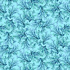 an abstract blue and green background with leaves