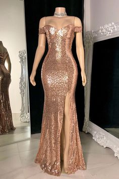 Stunning Off-the-Shoulder Mermaid Prom Dress Sequins Long Slit Online Sequin Prom Dresses Mermaid, Pleats Fabric, Royal Blue Evening Dress, Split Prom Dresses, Gold Evening Dresses, Mother Dresses, Mermaid Evening Gown, White Evening Dress, Chic Gowns