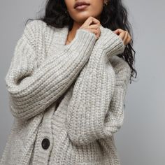 Designed With All The Comfy Qualities You Need To Stay Warm On Your Wildest Of Winter Days, This Luxe Cardigan Is Constructed From Our Beloved Chunky Wool And Features A Bum-Covering Length, Ribbed Cuffs And Hem, Button-Front Closure, And Side Seam Pocketsso You Can Keep Cozy (And Keep Your Phone) On The Way To The Grocery Store, Your Friend’s House...Or Your Signature Spot On The Couch. Belted Robe, Belted Sweater, Silk Cardigan, Chunky Wool, Knit Tie, The Comfy, Oversized Cardigan, Cotton Cardigan, Soft Natural