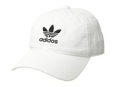 adidas Originals Originals Relaxed Strapback Hat - Caps : White/Black : Kick back with the adidas Originals Relaxed Strapback Hat. Six-panel construction. Embroidered logo at front and back. Adjustable strap at back. 100% cotton. Hand wash cold, lay flay to dry. Imported. Measurements: Circumference: 25 1 4 in Brim: 3 in Black Caps, Athleisure Summer, Adidas Hat, Adidas Kids, Strapback Hats, Black Cap, White Adidas, Back Strap, Free Clothes