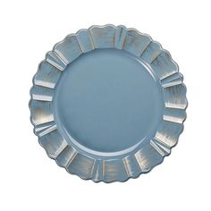 an empty blue plate on a white background