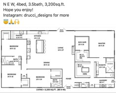 a floor plan for a three bedroom apartment