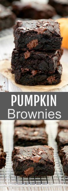 pumpkin brownies stacked on top of each other