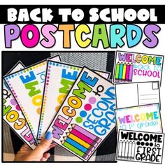 back to school postcards with the words welcome and welcome