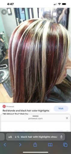 Pinwheel Hair Color, Black Red Hair, Hair Colouring, Plum Hair, Stacked Bob, Red To Blonde