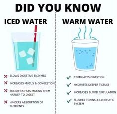 Explore the world of hydration with iced and hot water! ❄️🔥💦 Discover the refreshing coolness and comforting warmth. Stay hydrated, stay refreshed! We are for your health! Slow Digestion Remedy, Warm Water Benefits, Slow Digestion, Food Room, Health Changes, Water Retention Remedies, Iced Water, Water Facts, Food Health Benefits