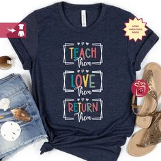 Teach Them Love Them Watch Them Grow Shirt Preschool Teacher Gift Tshirt Flower Teacher Shirt Kindergarten Tee Teacher Appreciation Shirt ----------- 🛍️ How to Order Your Perfect T-Shirt 🌟 Welcome to our shop! We're thrilled you're here to customize your ideal T-shirt. To make your shopping experience seamless, follow these simple steps: 1️⃣ Explore All the Details: Take a close look at all the photos to ensure you know exactly what you're getting. 2️⃣ Size Matters: Use the convenient size cha Funny Preschool Shirts For Teachers, Funny Preschool Teacher Shirts, Prek Teacher Shirt, Cute T-shirt For Teacher Appreciation In Spring, Pre K Shirts For Teaxhers, Preschool Teacher Shirts, Preschool Shirts, Preschool Teacher Gifts, Preschool Teacher