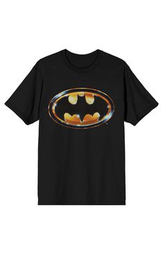 Online only! Everyone who loves the DC comic book Batman superhero will need to have this DC comic book Batman logo men's black short-sleeved graphic tee shirt! The DC comic book Batman superhero fan apparel is a men's black graphic tee shirt made of 100% high-quality, pre-shrunk, ring-spun cotton jersey material and has a short sleeve design that looks great and is comfortable to wear in warm weather. The men's DC comic book Batman fan merchandise features a bold graphic of the Batman logo against a black background, professionally printed for long-lasting color and print quality. The DC comic book Batman symbol men's black short sleeve shirt can be machine washed on cold with like colors and tumble dried on low for best care. This is an officially licensed product and makes a great gift Black T-shirt With Graphic Print For Comic-con, Black Pop Culture T-shirt For Comic-con, Black T-shirt For Comic-con, Black Graphic T-shirt For Comic-con, Black Graphic Print T-shirt For Comic-con, Retro Black T-shirt For Fan Conventions, Comic-con Fan Merchandise Black T-shirt, Black T-shirt For Comic-con Fan Gear, Black T-shirt For Comic-con Fan Merchandise