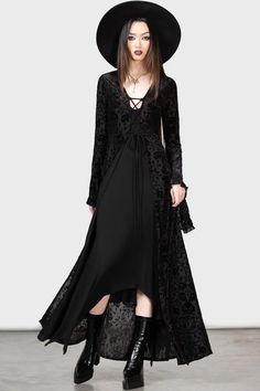 Woodland Spirit Duster | Killstar Night Slip Dress, Witchy Dress, Night Slip, Velvet Duster, Oh My Goddess, Witch Dress, Long Night, Witch Fashion, Burnout Velvet