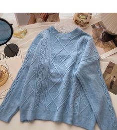 Style: commuting Size: one size Color: blue, white, apricot, pink Winter Crew Neck Sweater With Lace Trim, Winter Long Sleeve Lace Patchwork Top, Fall Crew Neck Sweater With Lace Trim, Casual Long Sleeve Sweater With Lace Trim, Blue Long Sleeve Tops With Lace Patchwork, Long Sleeve Design, Ravenclaw, Lace Edging, Sleeve Designs