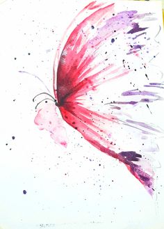 a drawing of a butterfly with watercolors on it's wings and tail