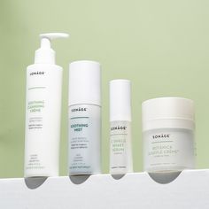 Our Sensitivity Skin Care Set is ideal for combination, oily, acne-prone skin as it balances natural facial oils to soothe and calm irritated skin. This Skincare Sample Kit includes a cleanser, toner, serum, and moisturizer. Step 1: Soothing Cleansing Creme - Pore-purifying cream cleanser reduces excess oil and unclogs pores. Step 2: Soothing Mist - Calming alcohol-free mist removes excess oil, clarifies and freshens the complexion without stripping the skin. Step 3: C Shield Smart Serum® - Revo Cleanser Photography, Rebranding Business, Custom Skincare, Serum Skincare, Facial Oils, Skincare Branding, Skincare Samples, Glamour Nails, Natural Facial