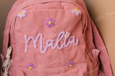 Personalize Your Look with our Handcrafted Embroidered Backpack! 🎒✨ Our charming handcrafted backpacks are ideal for toddlers, children, and teenagers! Each backpack is uniquely tailored to your preferences, ensuring it is one-of-a-kind. The embroidery is meticulously crafted by hand, adding a special touch to every design. To customize your order, simply provide all the necessary details in the personalization box during checkout. Here are some key highlights of our backpacks: 🌟 Size: The bac Cute Cotton Backpack For Back To School, Casual Handmade School Backpack, Trendy Embroidered School Backpack, Handmade Cotton School Bag, Cute Cotton Standard Backpack, Cute Embroidered Backpack For School, Cute Handmade School Bags, Handmade Pink Bags For School, Casual Pink Backpack For Gift