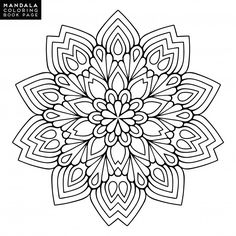 a black and white coloring book page with an intricate flower