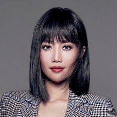 Sleek Bob With Bangs, Dark Bob With Bangs, Long Bob Cut With Bangs, Long Bob With Bangs Round Face, Straight Lob With Bangs, Straight Hairstyles With Bangs, Lob Haircut Straight, Bangs Cut, Bangs Styles