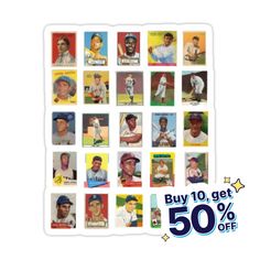 the baseball card stickers are on sale for $ 50 off, and it is up to