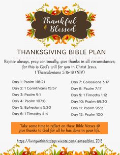 a thanksgiving bible plan with flowers and leaves