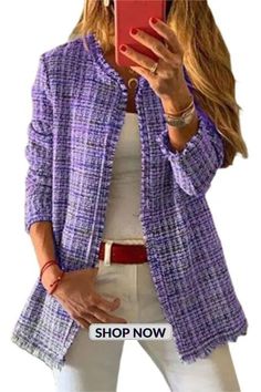 Front Wool Cardigan Jacket Coat Women's Sweaters Winter Fashionable Coat Spring Cotton Single-breasted Cardigan, Trendy Purple Long Sleeve Blazer, Purple Long Sleeve Sweater Coat For Fall, Trendy Purple Blazer For Fall, Trendy Purple Fall Blazer, Purple Blazer With Pockets For Fall, Casual Purple Blazer With Pockets, Purple Fall Blazer With Pockets, Casual Purple Blazer For Winter