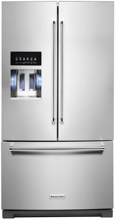 a large stainless steel refrigerator freezer