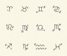 the zodiac symbols are drawn in black ink