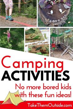 camping activities for kids with text overlay