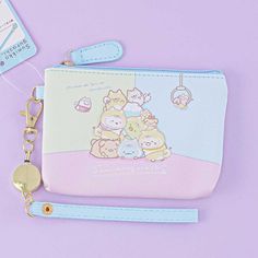 Sumikko Gurashi Dress Up Striped Purse With Pass Compartment - Blippo Kawaii Shop Cute Pouch Coin Purse With Card Slots, Cute Coin Purse With Card Slots, Kawaii Pouch With Zipper Closure For Everyday Use, Kawaii Coin Purse With Zipper, Kawaii Daily Use Coin Purse, Kawaii Coin Purse With Zipper For Daily Use, Animal Parade, Bus Pass, Cute Purse