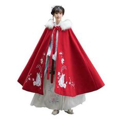 Vail Outfits, Hanfu Cloak, Coat Embroidery, Cloak Jacket, Winter Cloak, Cloak Coat, Hooded Cape, Character References, Hooded Cloak